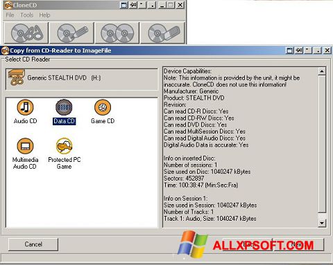 Screenshot CloneCD für Windows XP