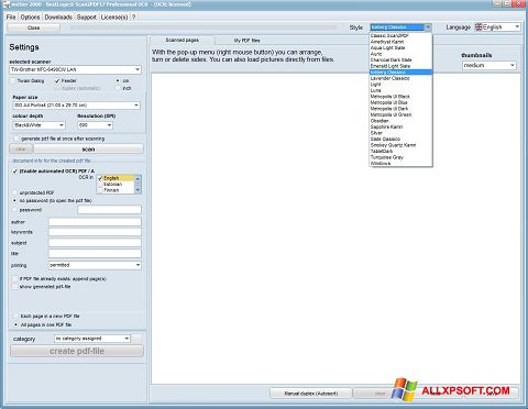 Screenshot Scan2PDF für Windows XP