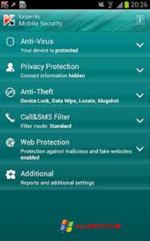 Screenshot Kaspersky Mobile Security für Windows XP