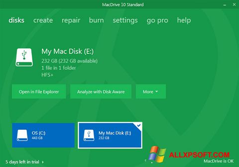 Screenshot MacDrive für Windows XP