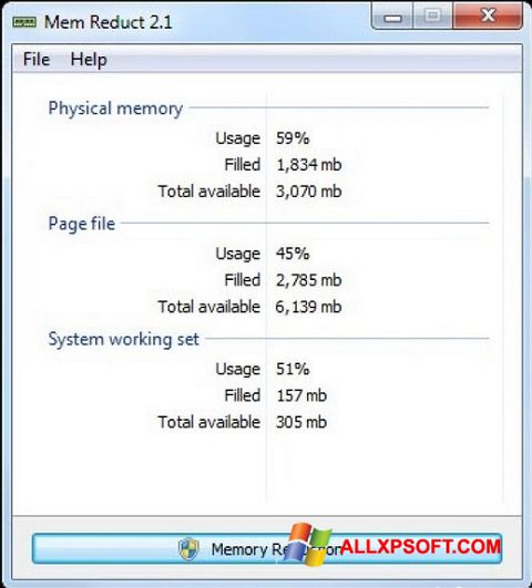 Screenshot Mem Reduct für Windows XP