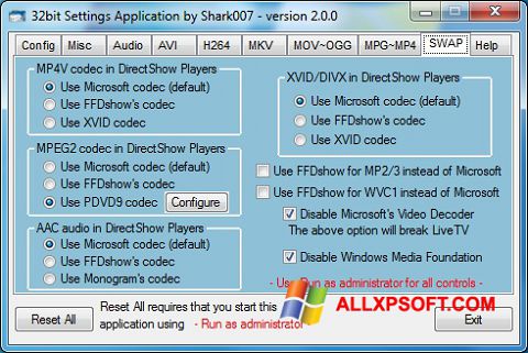 Screenshot ADVANCED Codecs für Windows XP