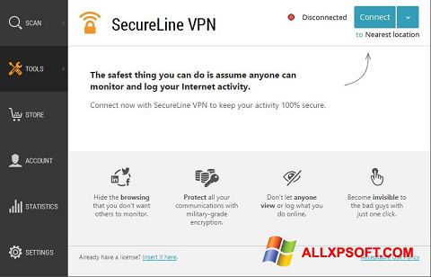 Screenshot Avast SecureLine VPN für Windows XP