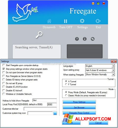 Screenshot Freegate für Windows XP