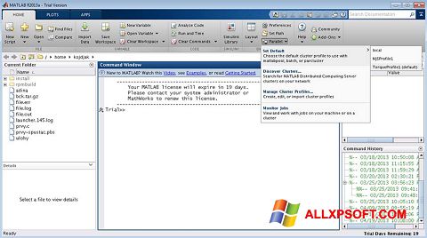 Screenshot MATLAB für Windows XP