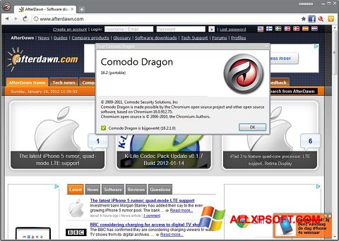 Screenshot Comodo Dragon für Windows XP