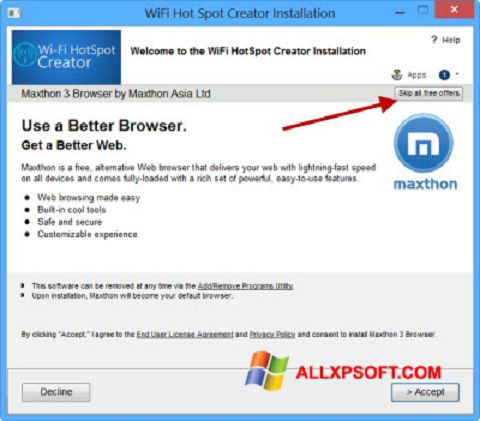 Screenshot Wi-Fi HotSpot Creator für Windows XP