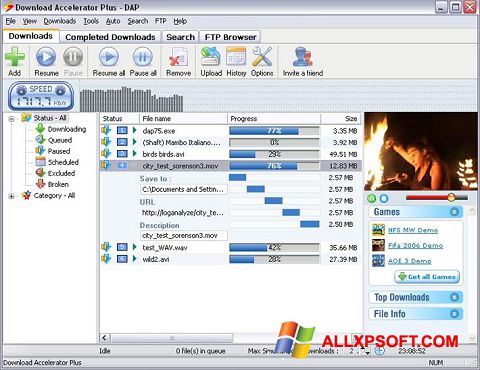 Screenshot Download Accelerator Plus für Windows XP
