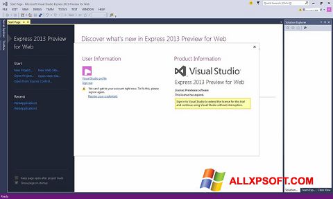 Screenshot Microsoft Visual Studio Express für Windows XP
