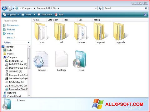 Screenshot Windows 7 USB DVD Download Tool für Windows XP