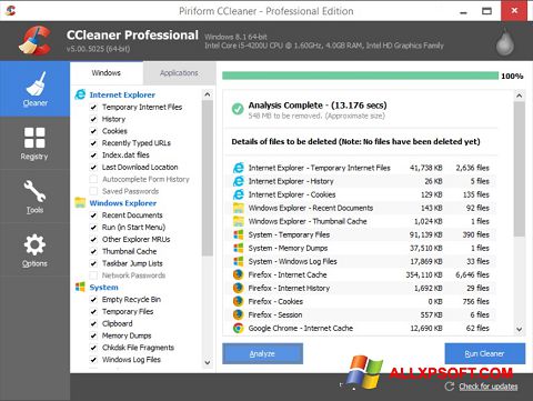 Screenshot CCleaner für Windows XP
