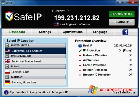 Screenshot SafeIP für Windows XP