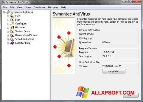 Screenshot Symantec Antivirus für Windows XP