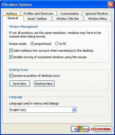 Screenshot UltraMon für Windows XP