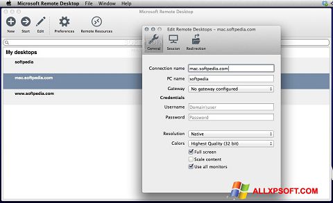 Screenshot Microsoft Remote Desktop für Windows XP