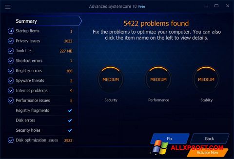 Screenshot Advanced SystemCare Free für Windows XP