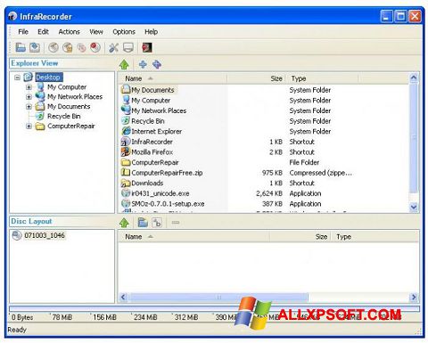 Screenshot InfraRecorder für Windows XP