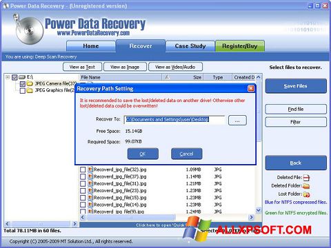 Screenshot Wondershare Data Recovery für Windows XP
