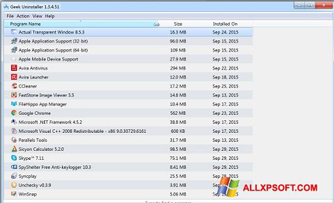 Screenshot Geek Uninstaller für Windows XP