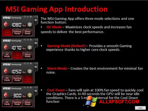 Screenshot MSI Gaming App für Windows XP