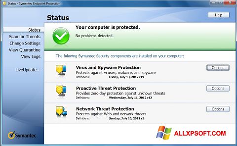 Screenshot Symantec Endpoint Protection für Windows XP