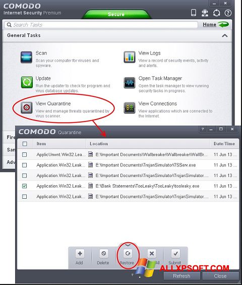 Screenshot Comodo Internet Security für Windows XP