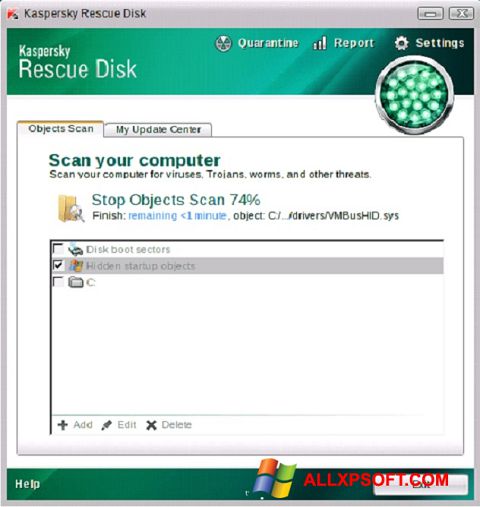 Screenshot Kaspersky Rescue Disk für Windows XP