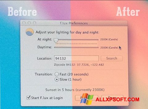 Screenshot F.lux für Windows XP