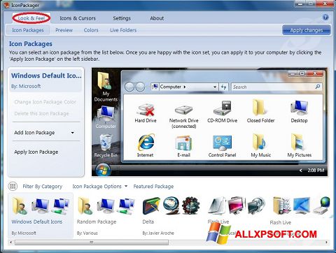 Screenshot IconPackager für Windows XP