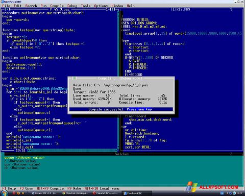 Screenshot Free Pascal für Windows XP