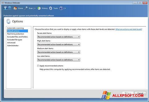 Screenshot Windows Defender für Windows XP