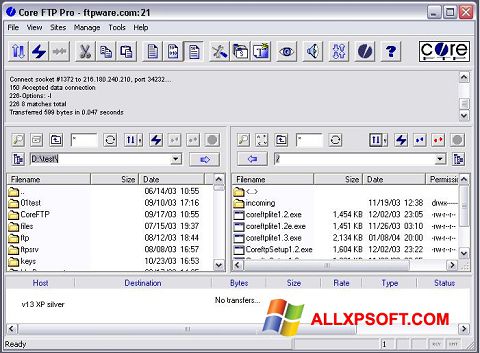 Screenshot Core FTP für Windows XP