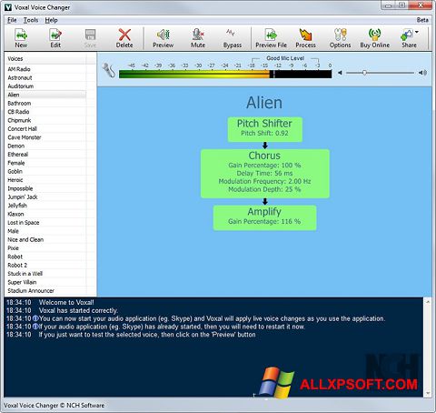 Screenshot Voxal Voice Changer für Windows XP