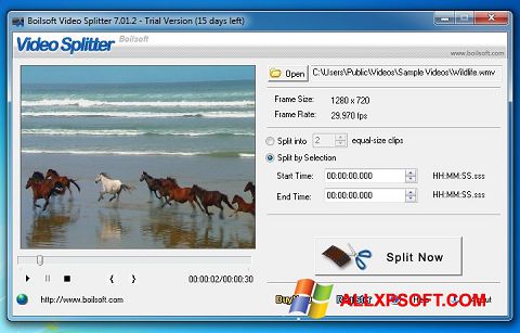 Screenshot Boilsoft Video Splitter für Windows XP