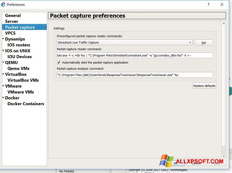 Screenshot Wireshark für Windows XP