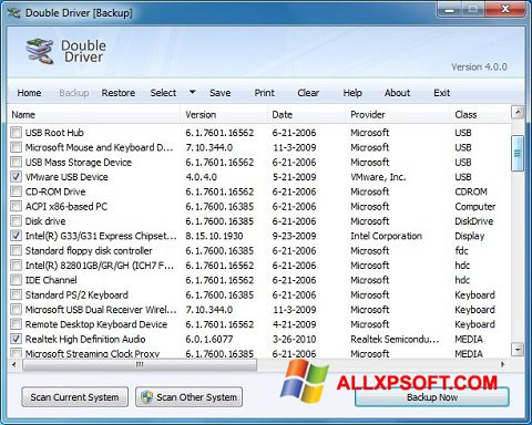 Screenshot Double Driver für Windows XP