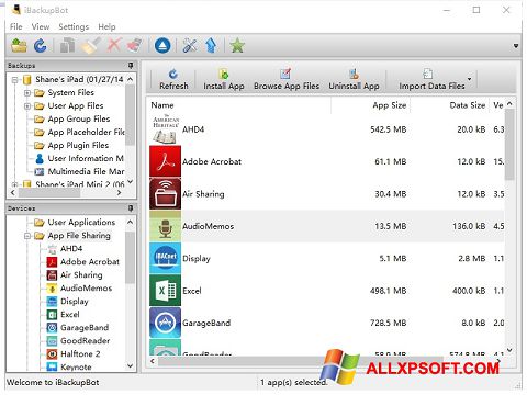 Screenshot iBackupBot für Windows XP