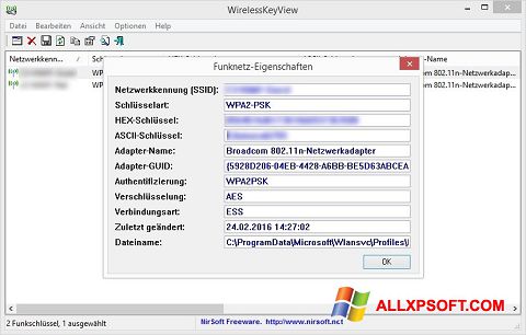 Screenshot WirelessKeyView für Windows XP