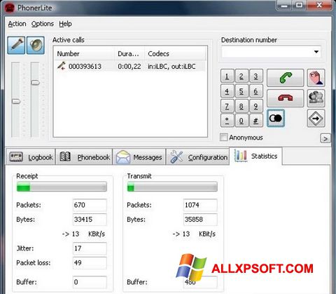 Screenshot PhonerLite für Windows XP
