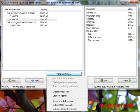 Screenshot Zero Assumption Recovery für Windows XP