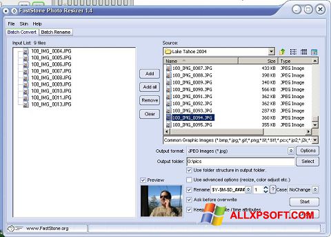 Screenshot FastStone Photo Resizer für Windows XP