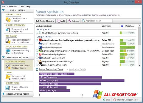 Screenshot Reg Organizer für Windows XP
