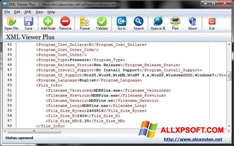 Screenshot XML Viewer für Windows XP
