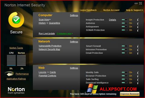 Screenshot Norton Internet Security für Windows XP