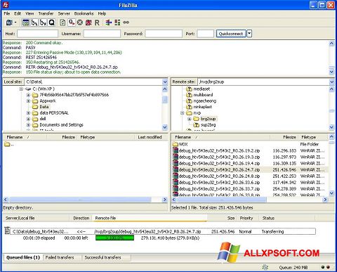 Screenshot FileZilla Server für Windows XP