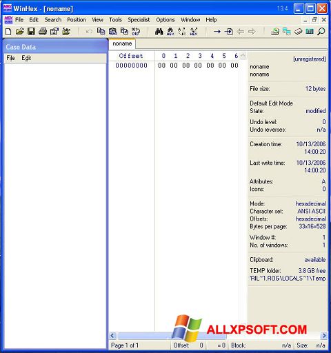 Screenshot WinHex für Windows XP