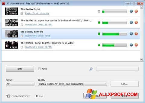 Screenshot Free YouTube Download für Windows XP