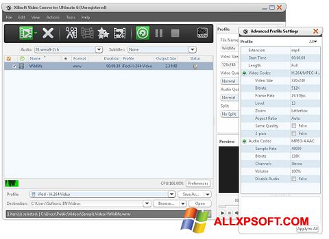 Screenshot Xilisoft Video Converter für Windows XP