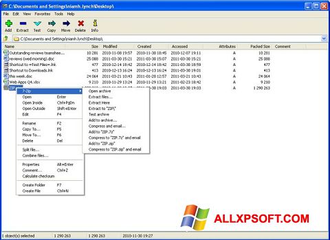 Screenshot 7-Zip für Windows XP